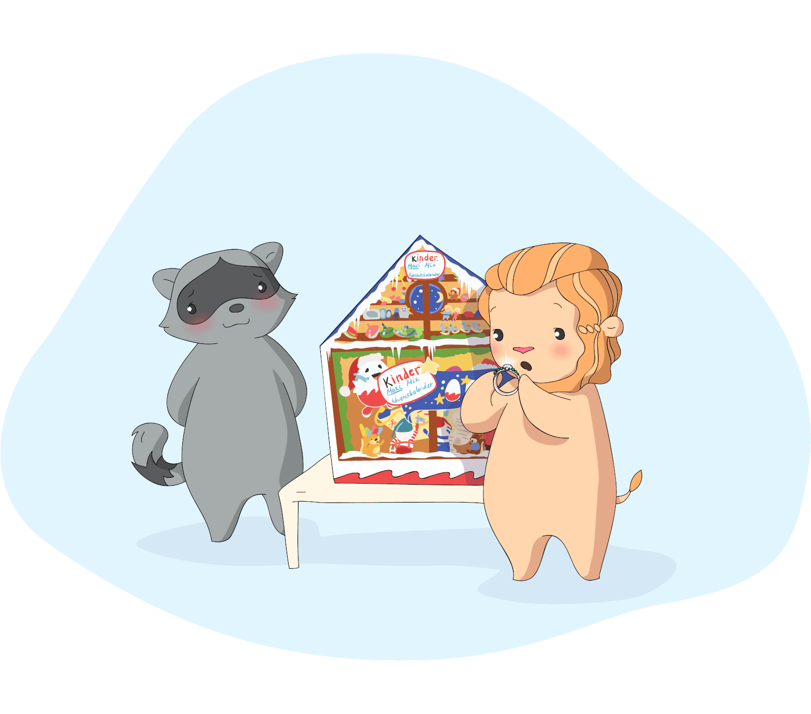 Miki proposes to Maka with a ring in a Kinder advent calendar