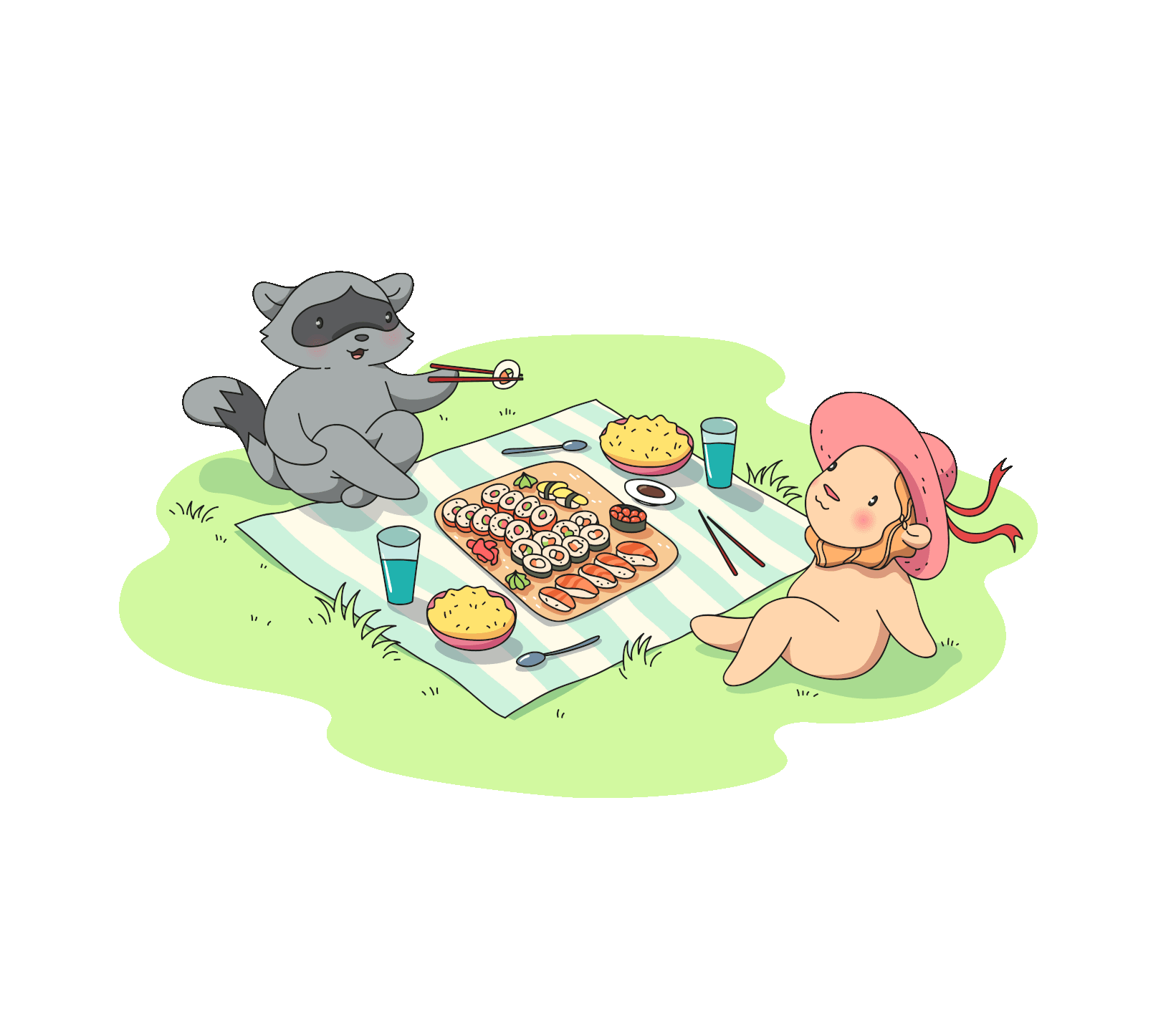 Miki + Maka having a picnic