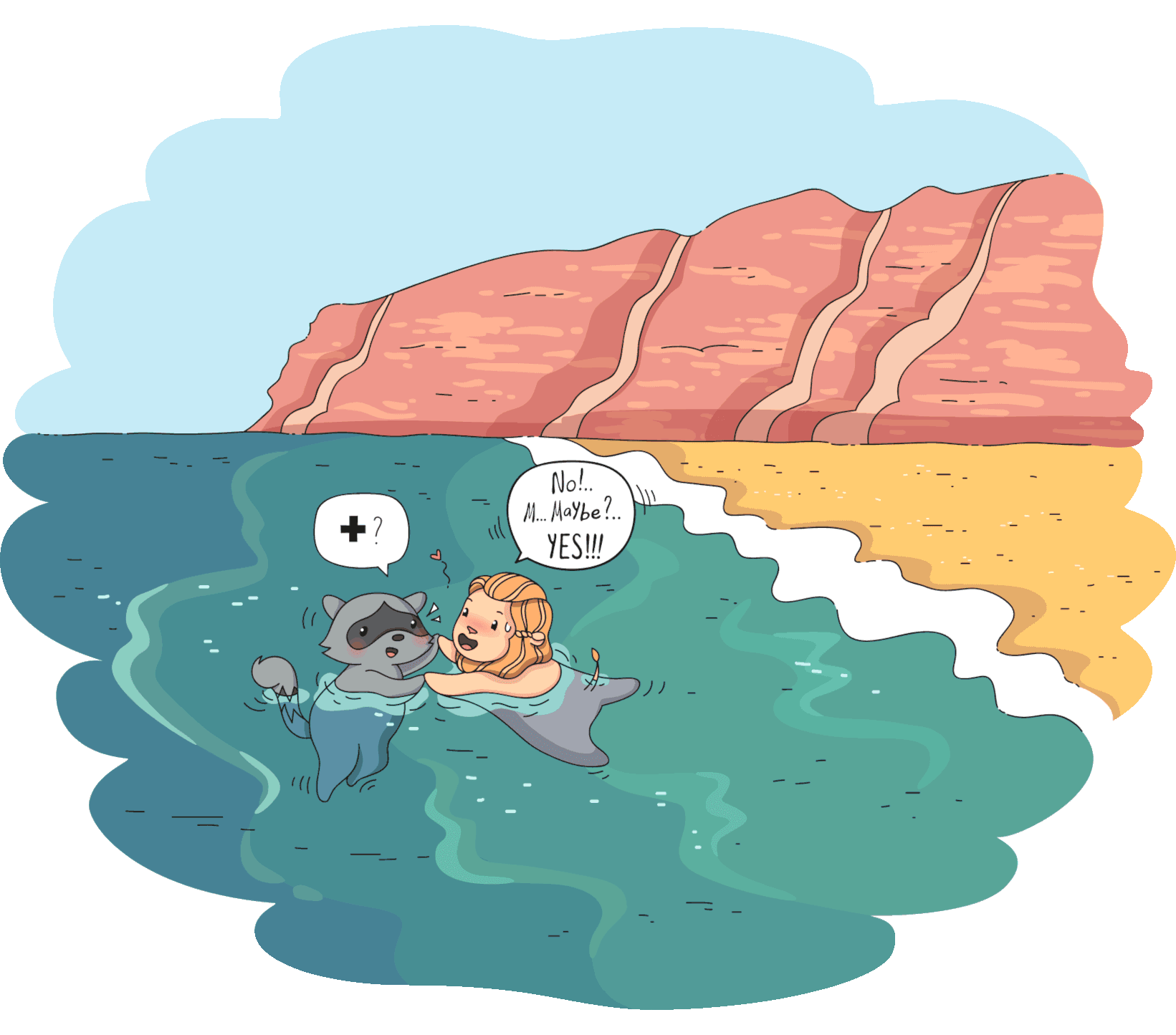 Miki + Maka swimming in Greece, Miki asks for +